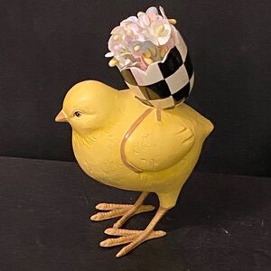 MacKenzie Childs Courtly Check Hiking Handpainted Yellow Chick Easter